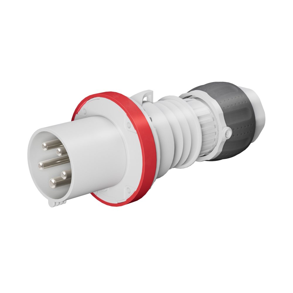 cee contactstop 3p+n+a 63a 380/415v 50/60hz - rood - 6h - stekker recht - ip44/ip54+mantelklem