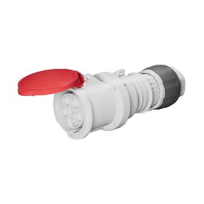 cee koppelcontactstop 3p+n+a 63a 346-415v 50/60hz - rood - 6h - contrastekker recht - ip44/ip54 + mantelklem