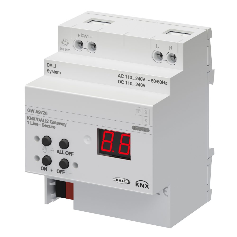 gateway knx/dali2 - 1 linea - knx secure - ip20 - 4 moduli din