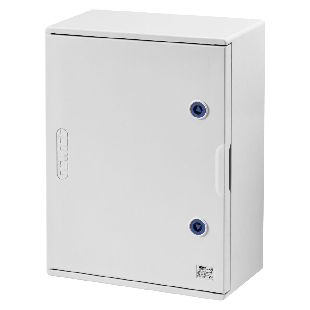 cuadro en políester con puerta ciega equipada con cerradura - 585x800x300 - ip66 - gris ral 7035