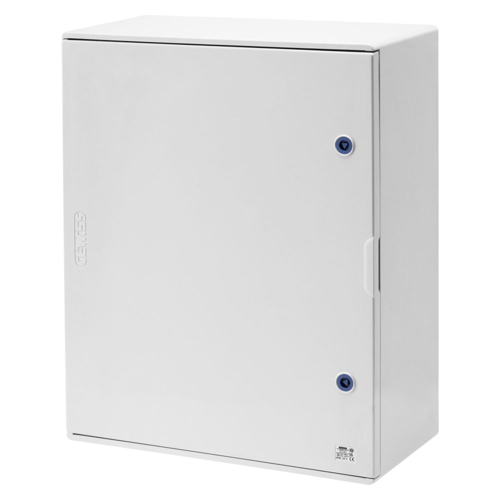 polyester enclosure with blank door fitted with lock - 800x1060x350 - ip66 - grey ral 7035