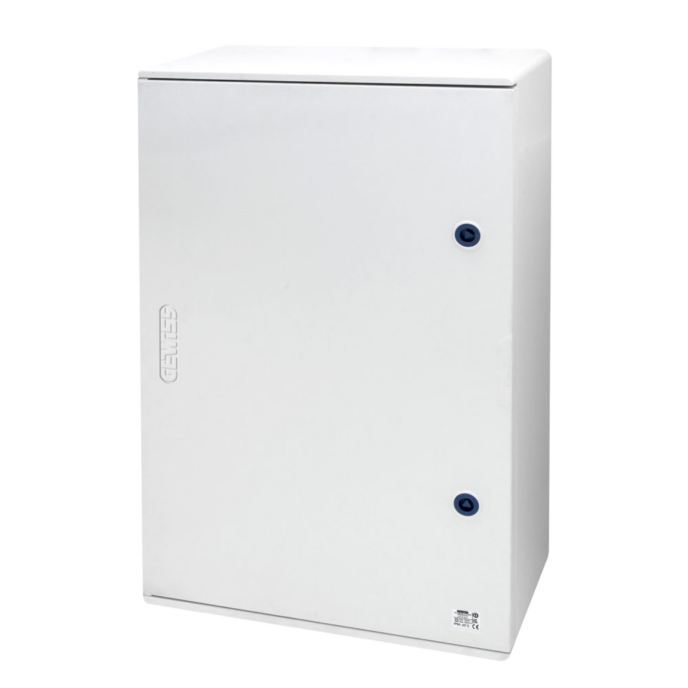 polyester enclosure with transparent door fitted with lock - 585x800x300 - ip66 - grey ral 7035