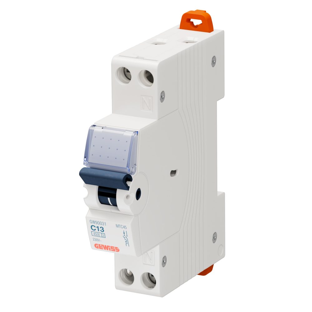 disjuncteur magnétothermique - mtc 45 - 1p+n courbe c 13a - 1 module
