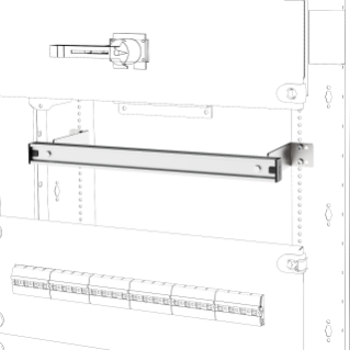 DIN RAIL AND GWFIX 100 BRACKETS FOR QDX PANEL STRUCTURES B=600 MM AND INNER DEPTH 125 MM