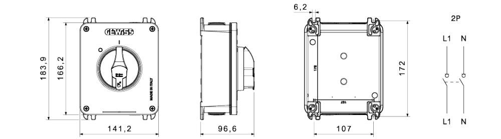 datasheet rotary isolator switch - hp - surface-mounting - emergency - aluminium enclosure - 40a 2p - lockable red knob - ip66/ip69