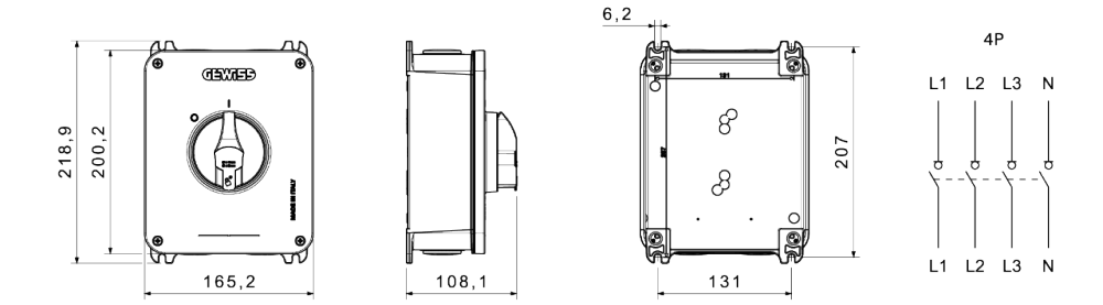 datasheet rotary isolator switch - hp - surface-mounting - control - aluminium enclosure - 80a 4p - lockable black knob - ip66/ip69